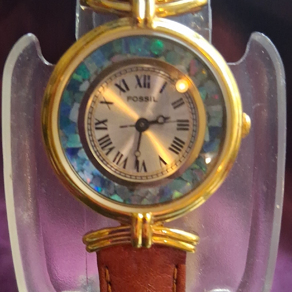 Fossil Gold Watch with Brown Strap